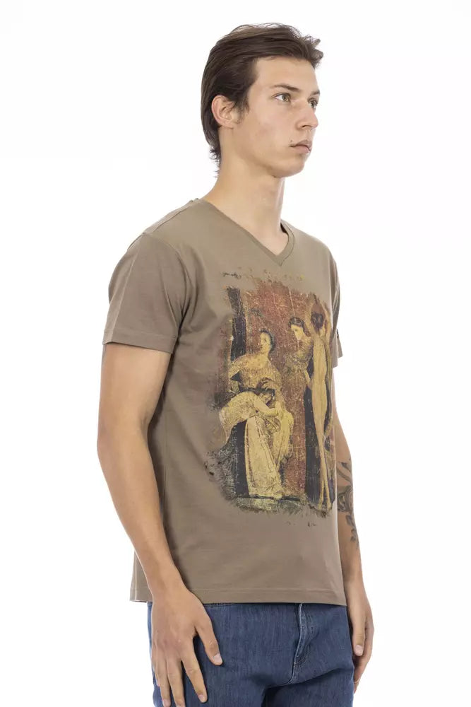Trussardi Action Brown Cotton Men T-Shirt | Regal Royce