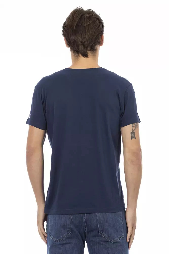 Trussardi Action Blue Cotton Men's V-Neck T-Shirt | Regal Royce