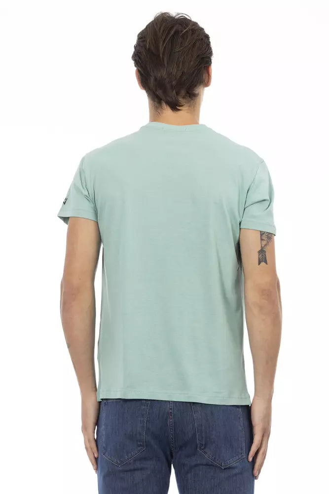 Trussardi Action Green Cotton Men T-Shirt | Regal Royce