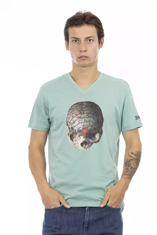 Trussardi Action Green Cotton Men T-Shirt | Regal Royce