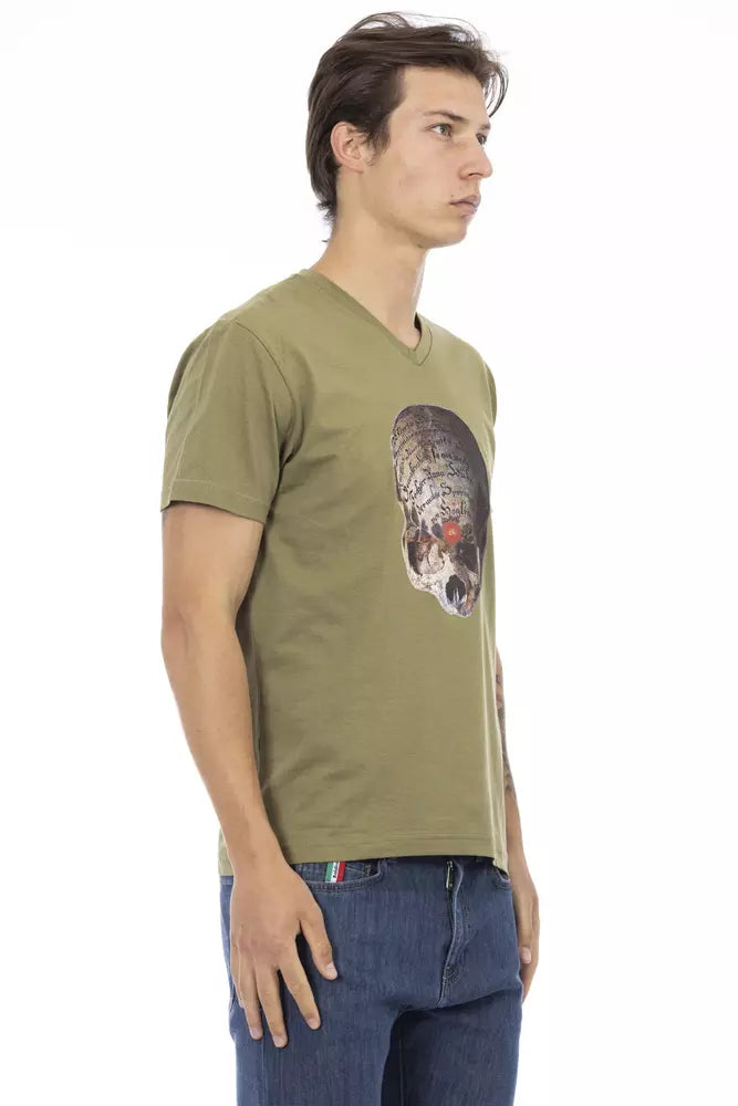 Trussardi Action Green Cotton Men T-Shirt | Regal Royce