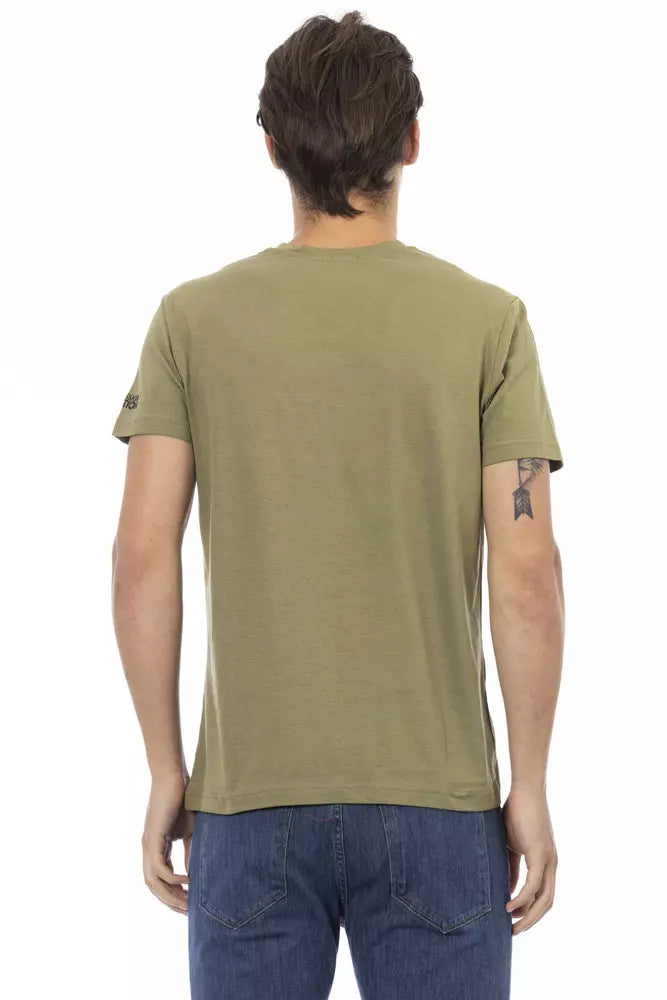 Trussardi Action Green Cotton Men T-Shirt | Regal Royce