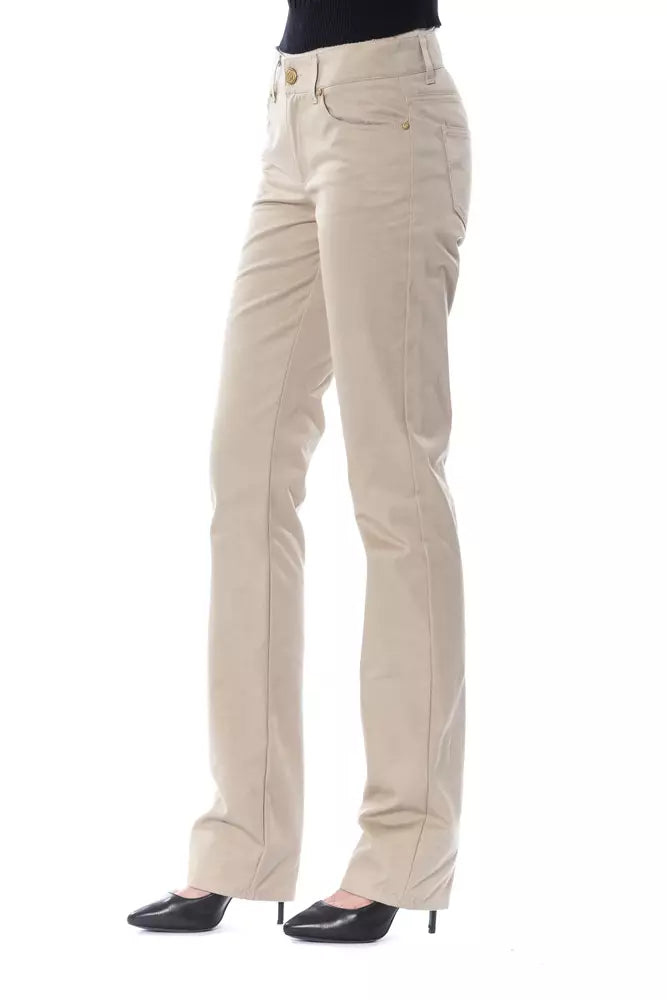 BYBLOS Beige Cotton Women Pant | Regal Royce