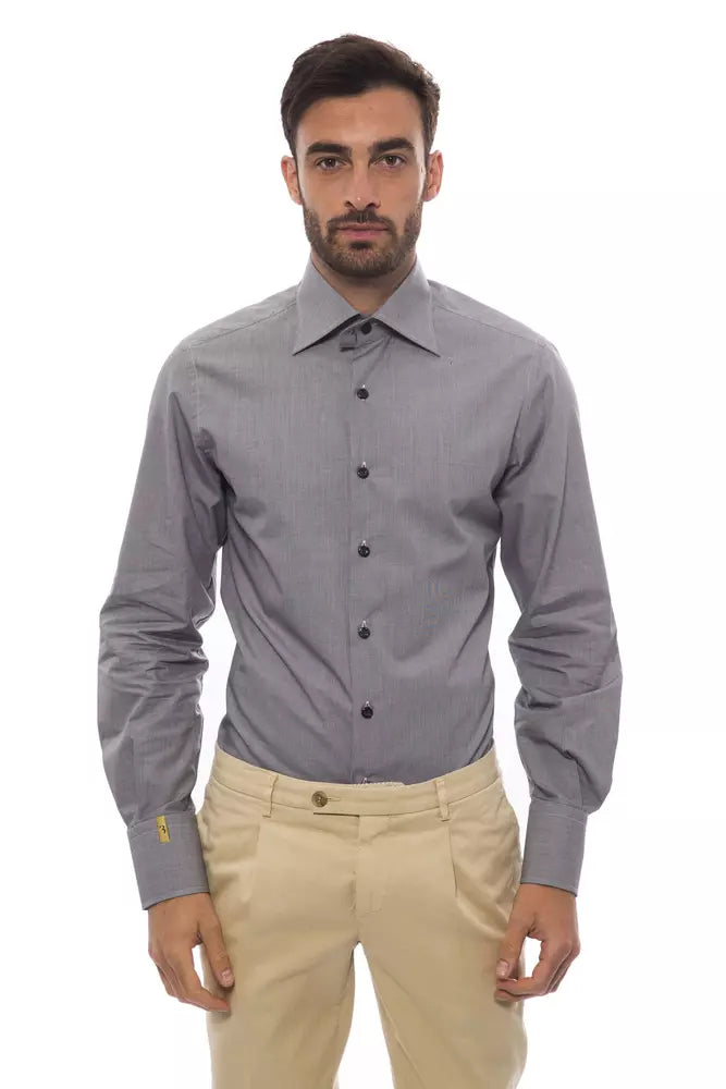 Billionaire Italian Couture Black Cotton Men Shirt | Regal Royce