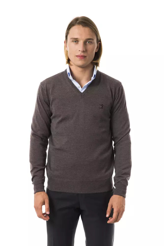 Uominitaliani Gray Merino Wool Men Sweater | Regal Royce