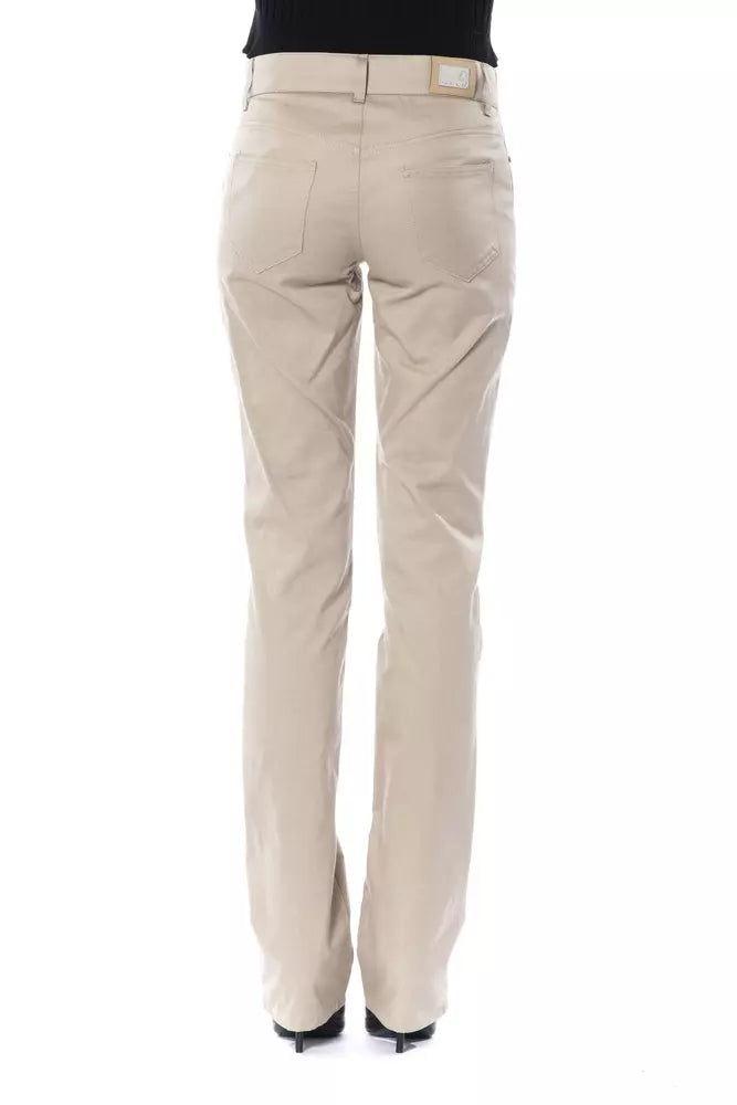 BYBLOS Beige Cotton Women Pant | Regal Royce