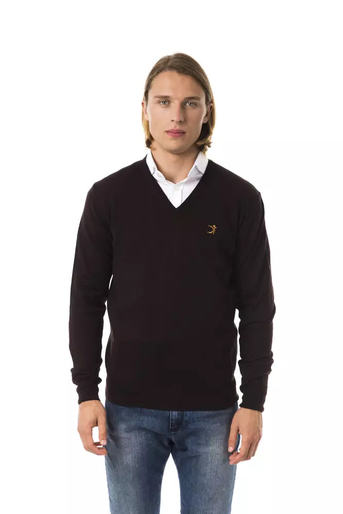Uominitaliani Brown Merino Wool Men Sweater | Regal Royce