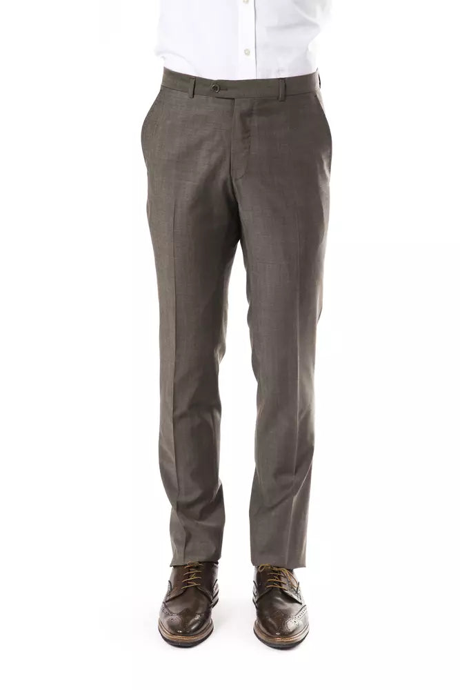 Uominitaliani Gray Wool Mens Suit Pant | Regal Royce