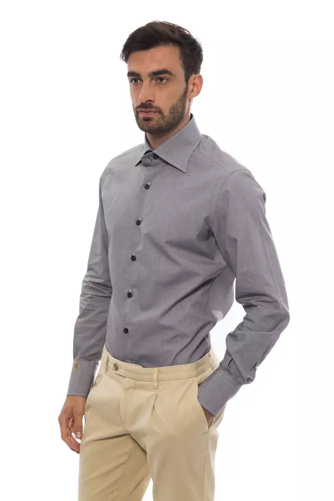 Billionaire Italian Couture Black Cotton Men Shirt | Regal Royce