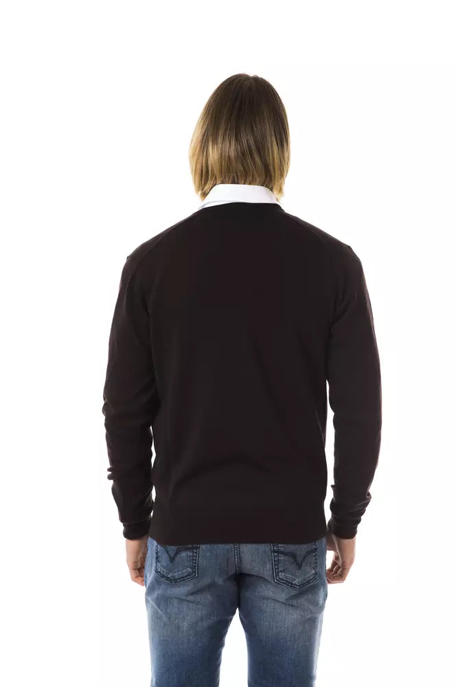 Uominitaliani Brown Merino Wool Men Sweater | Regal Royce