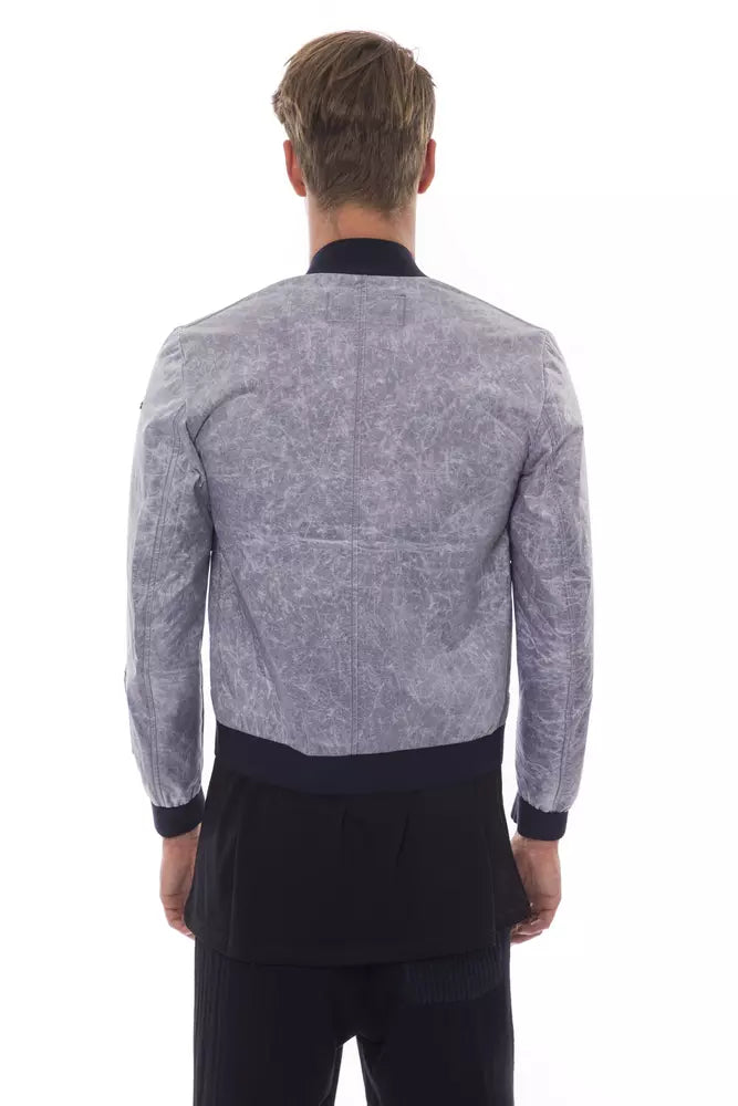 Nicolo Tonetto Gray Polyester Men Bomber Jacket | Regal Royce