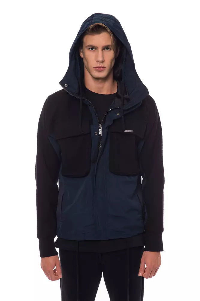 Nicolo Tonetto Black Wool Men Jacket with Hood and Pockets | Regal Royce