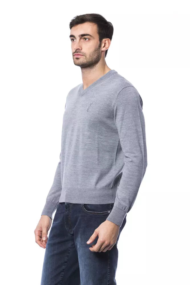 Billionaire Italian Couture Gray Merino Wool Men Sweater | Regal Royce