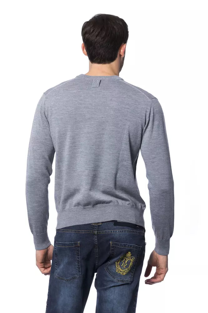 Billionaire Italian Couture Gray Merino Wool Men Sweater | Regal Royce
