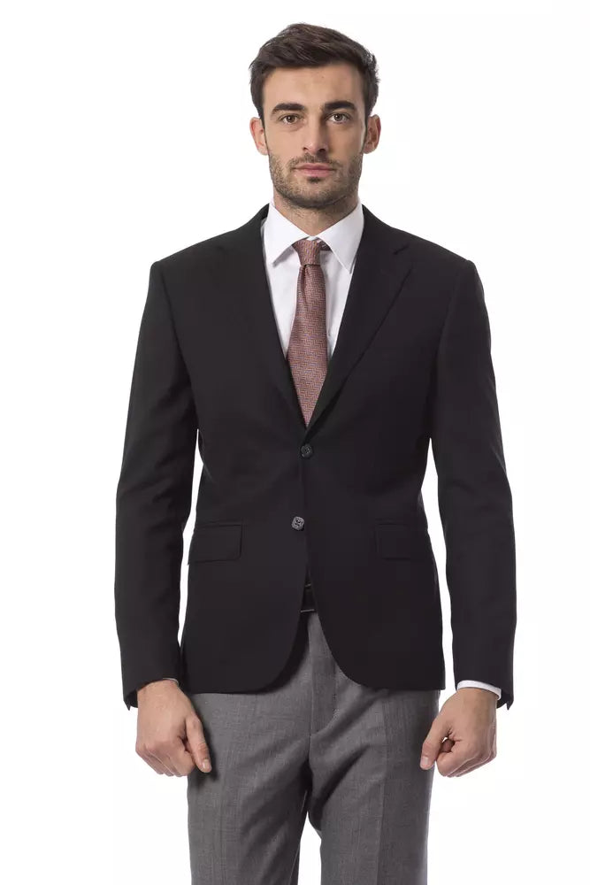 Billionaire Italian Couture Black Wool Men's Blazer | Regal Royce