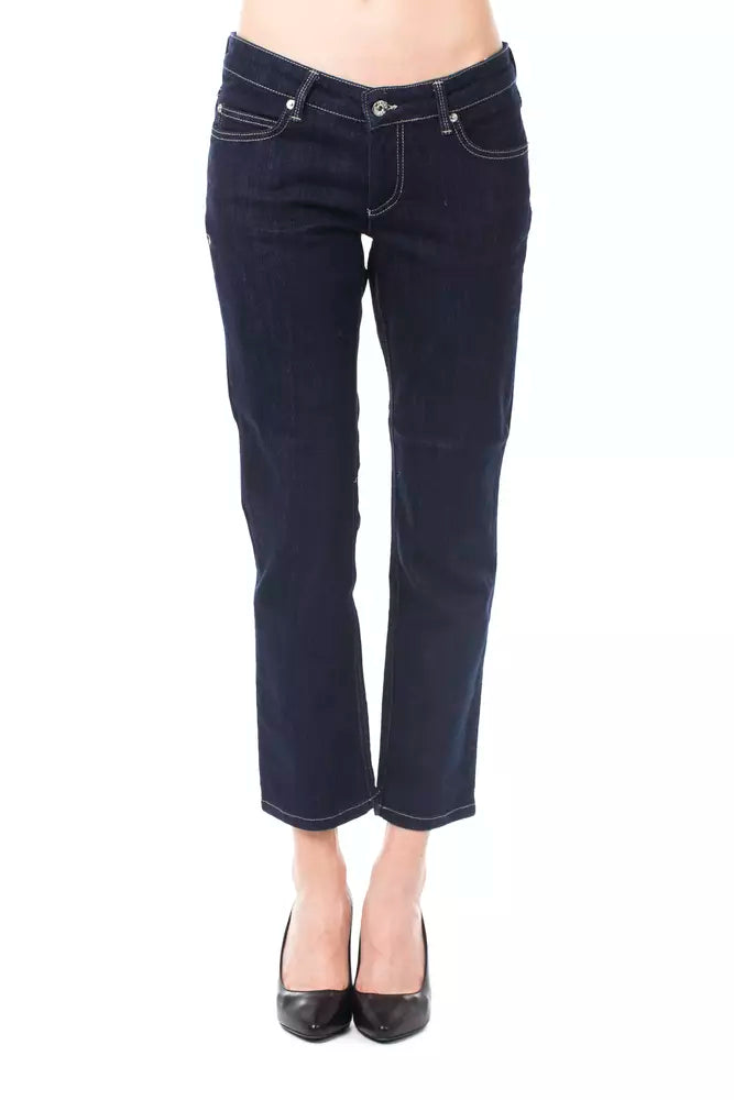 Ungaro Fever Blue Cotton Women Capri Jeans | Regal Royce