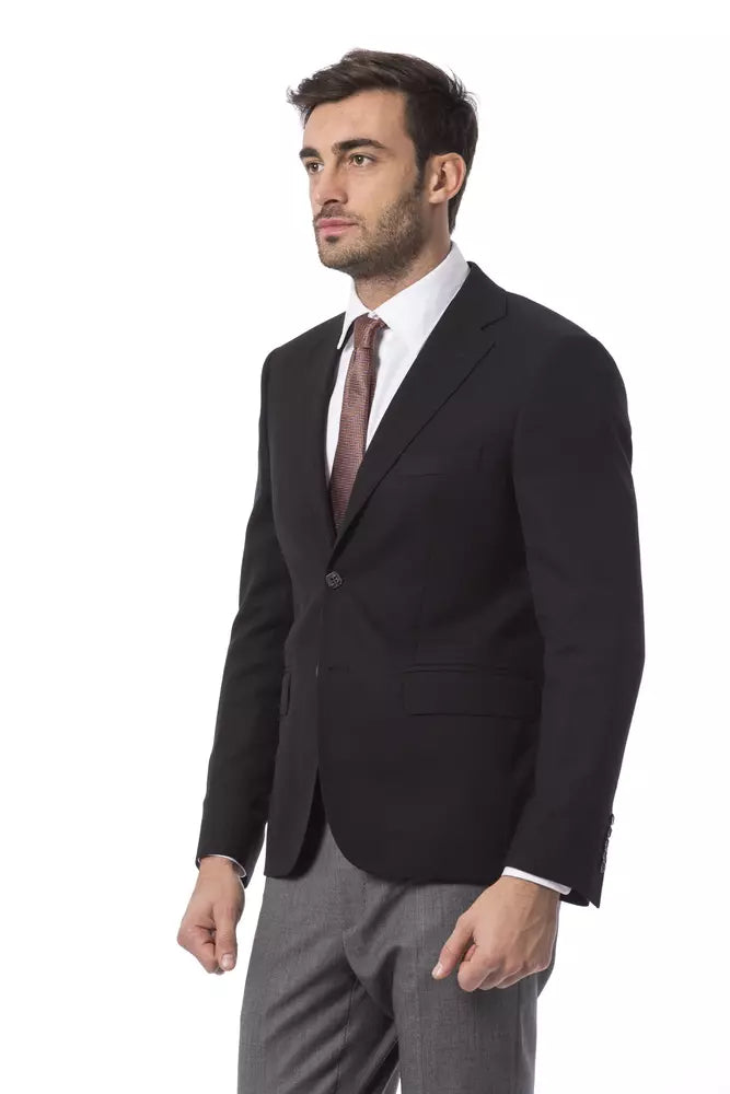 Billionaire Italian Couture Black Wool Men's Blazer | Regal Royce