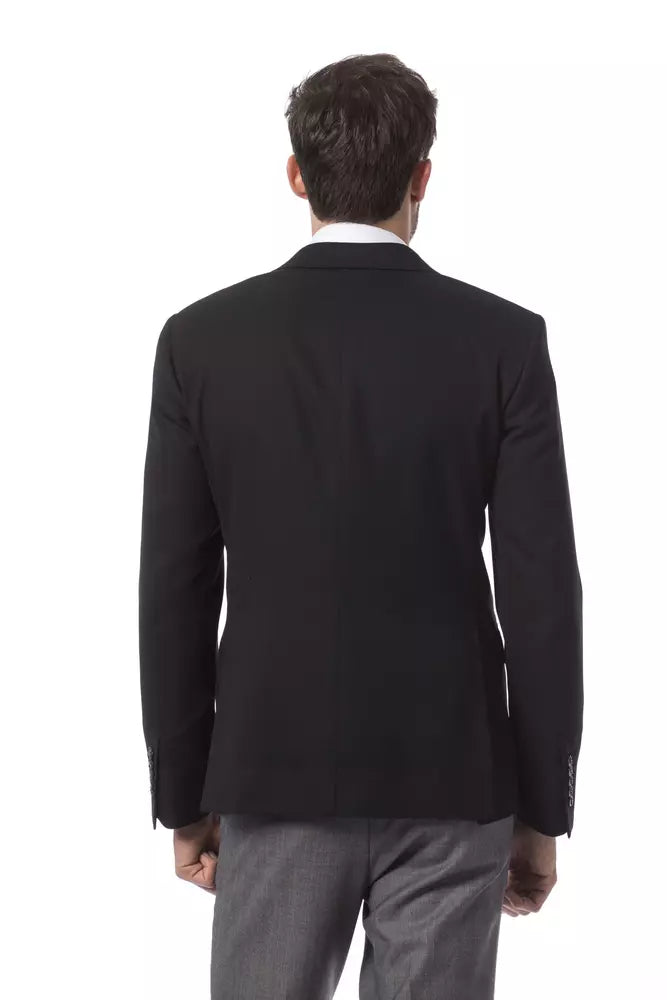 Billionaire Italian Couture Black Wool Men's Blazer | Regal Royce