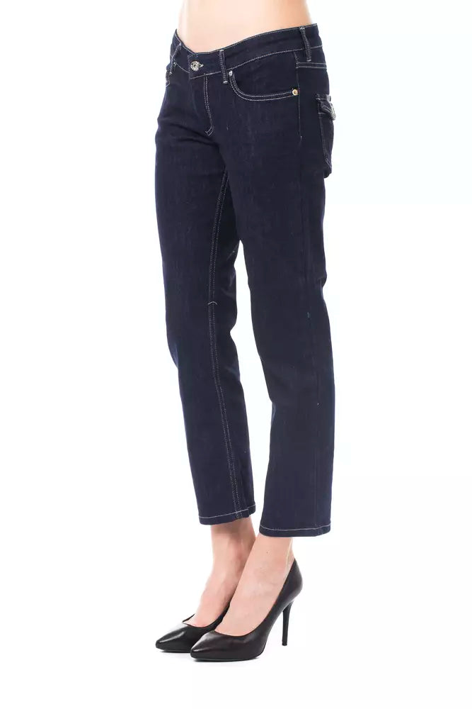 Ungaro Fever Blue Cotton Women Capri Jeans | Regal Royce