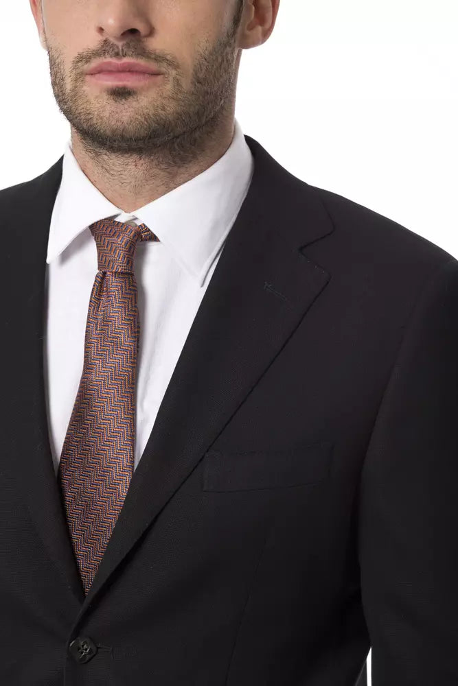 Billionaire Italian Couture Black Wool Men's Blazer | Regal Royce