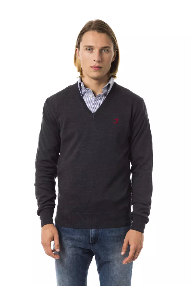 Uominitaliani Gray Merino Wool Men Sweater | Regal Royce