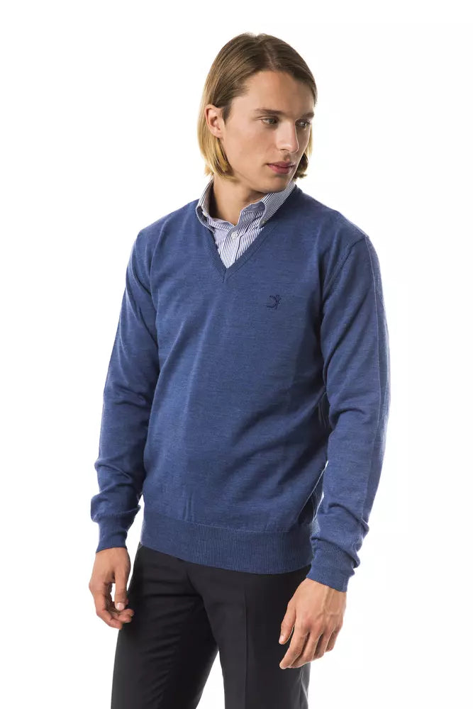 Uominitaliani Blue Merino Wool Men's Sweater | Regal Royce