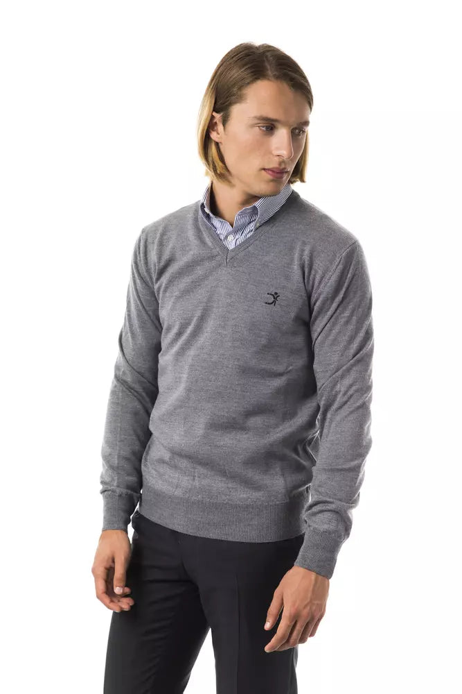 Uominitaliani Gray Merino Wool Men Sweater | Regal Royce