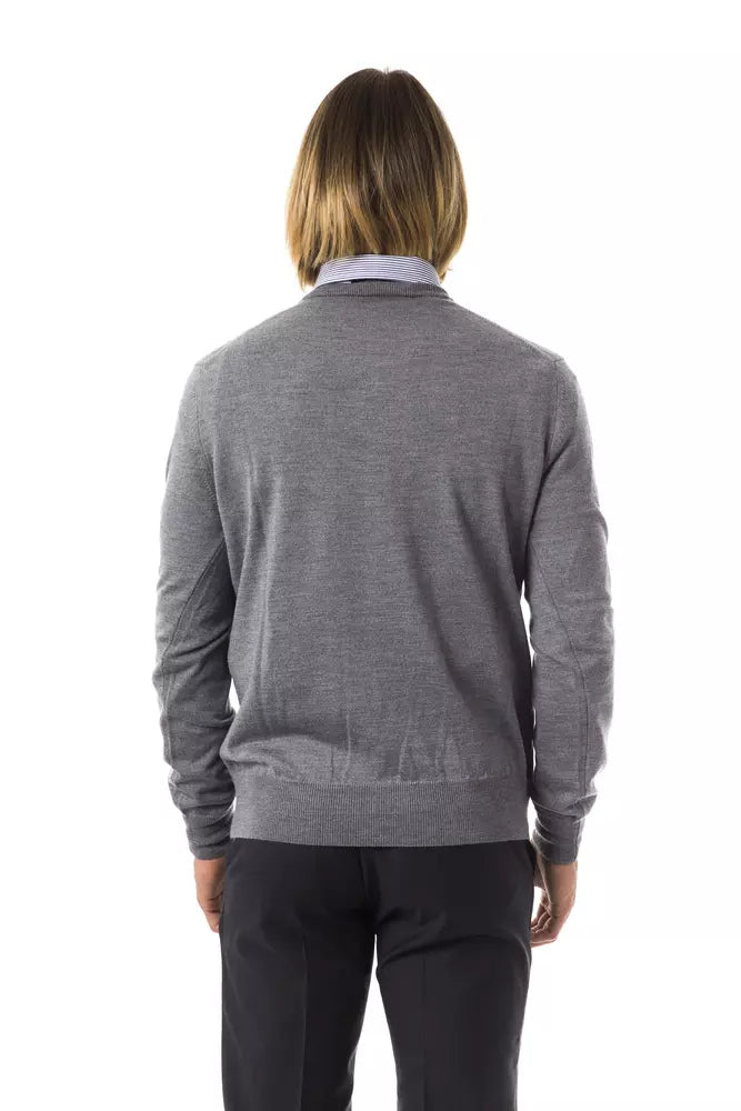 Uominitaliani Gray Merino Wool Men Sweater | Regal Royce