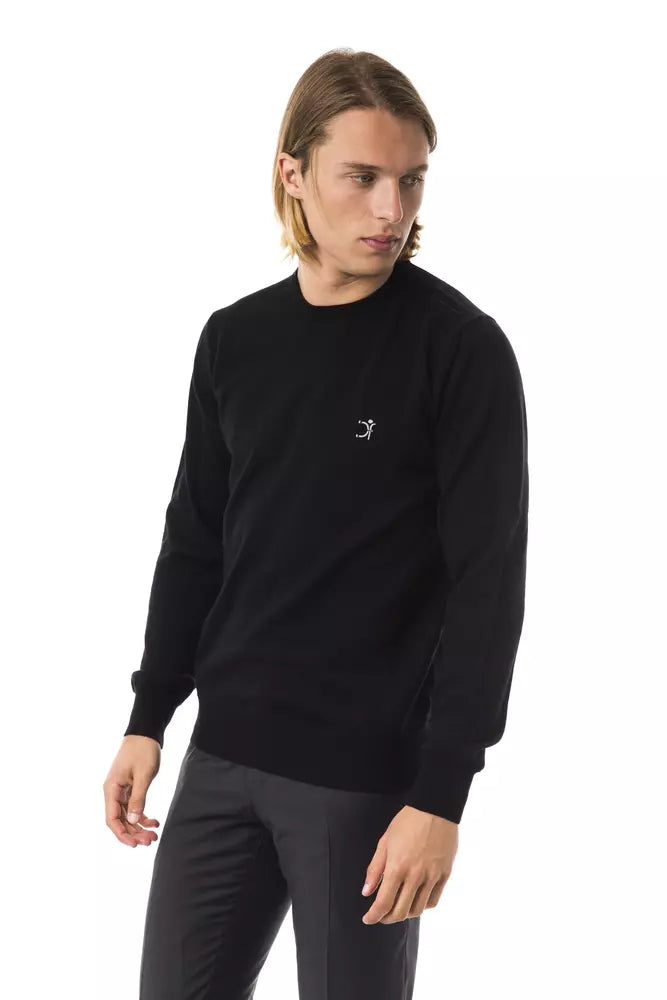 Uominitaliani Black Merino Wool Men's Sweater | Regal Royce