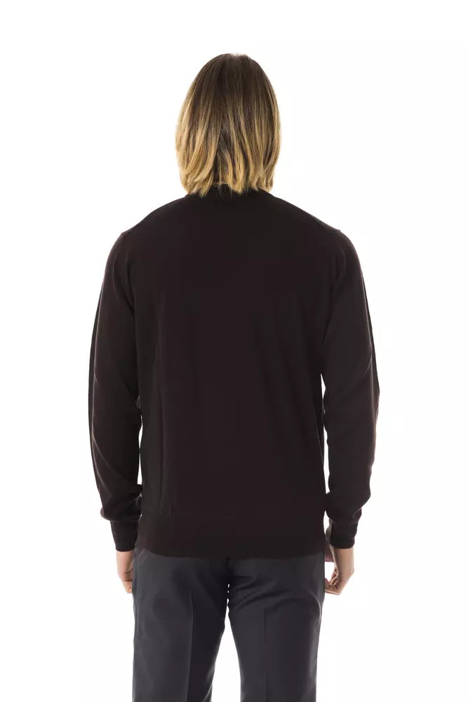 Uominitaliani Brown Merino Wool Men Sweater | Regal Royce