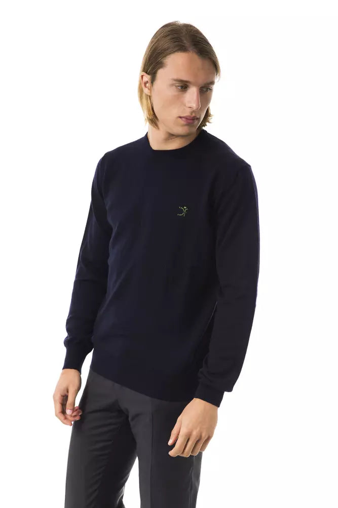 Uominitaliani Blue Merino Wool Men Sweater | Regal Royce