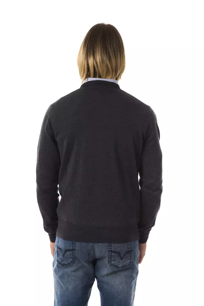 Uominitaliani Gray Merino Wool Men Sweater | Regal Royce
