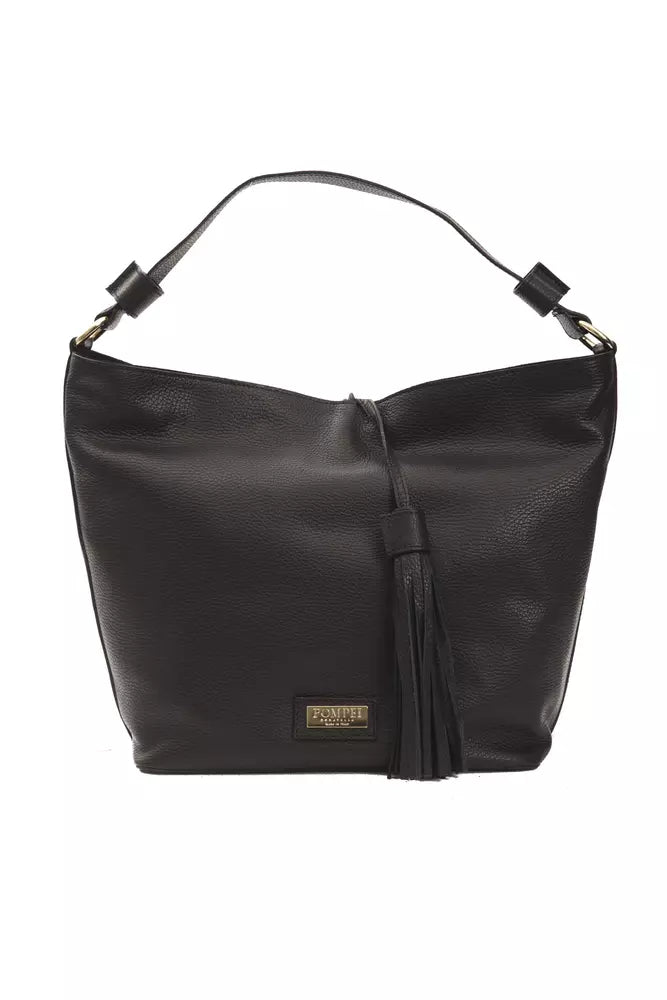 Pompei Donatella Black Leather Women Shoulder Bag | Regal Royce