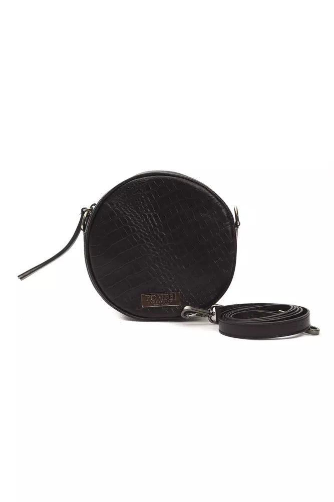 Pompei Donatella Black Leather Women Crossbody Bag | Regal Royce