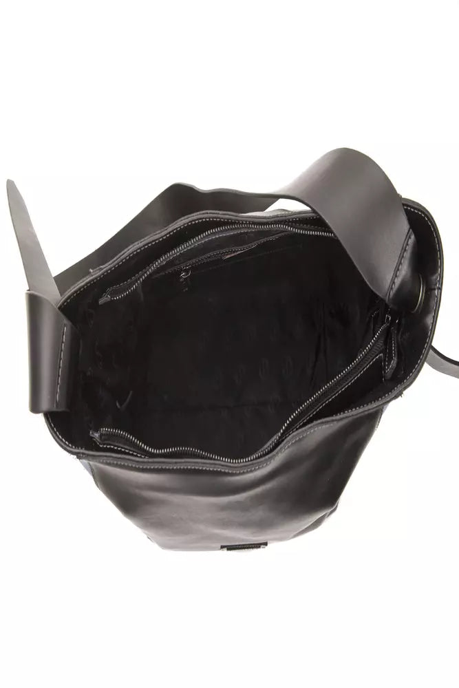 Pompei Donatella Black Leather Women Shoulder Bag | Regal Royce