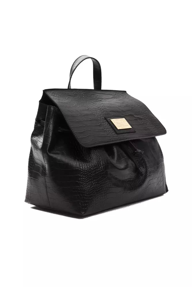 Pompei Donatella Black Leather Women Shoulder Bag | Regal Royce