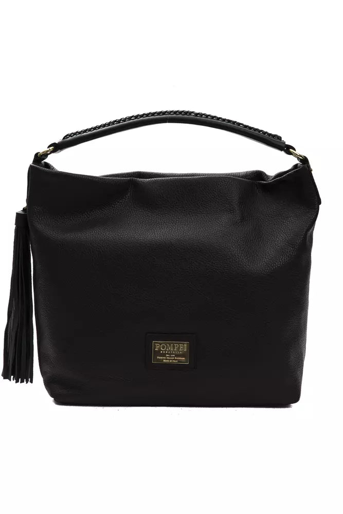 Pompei Donatella Black Leather Women Shoulder Bag | Regal Royce