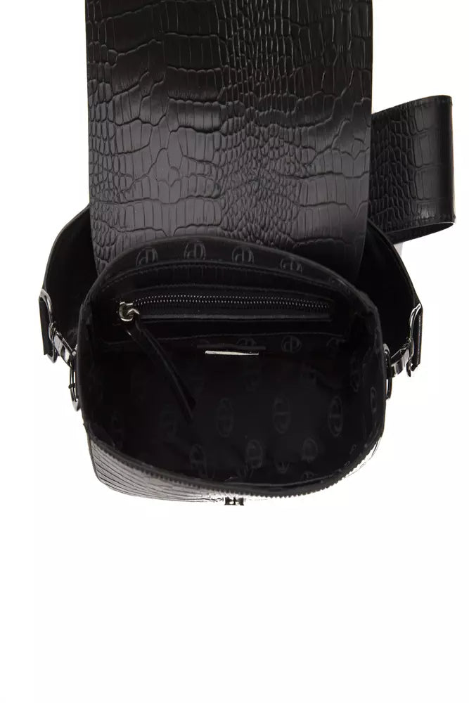Pompei Donatella Black Leather Women Crossbody | Regal Royce