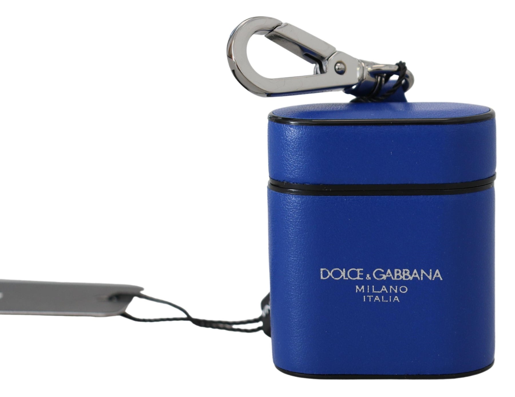 Dolce & Gabbana Blue Leather Silver Metal Logo Airpods Case | Regal Royce