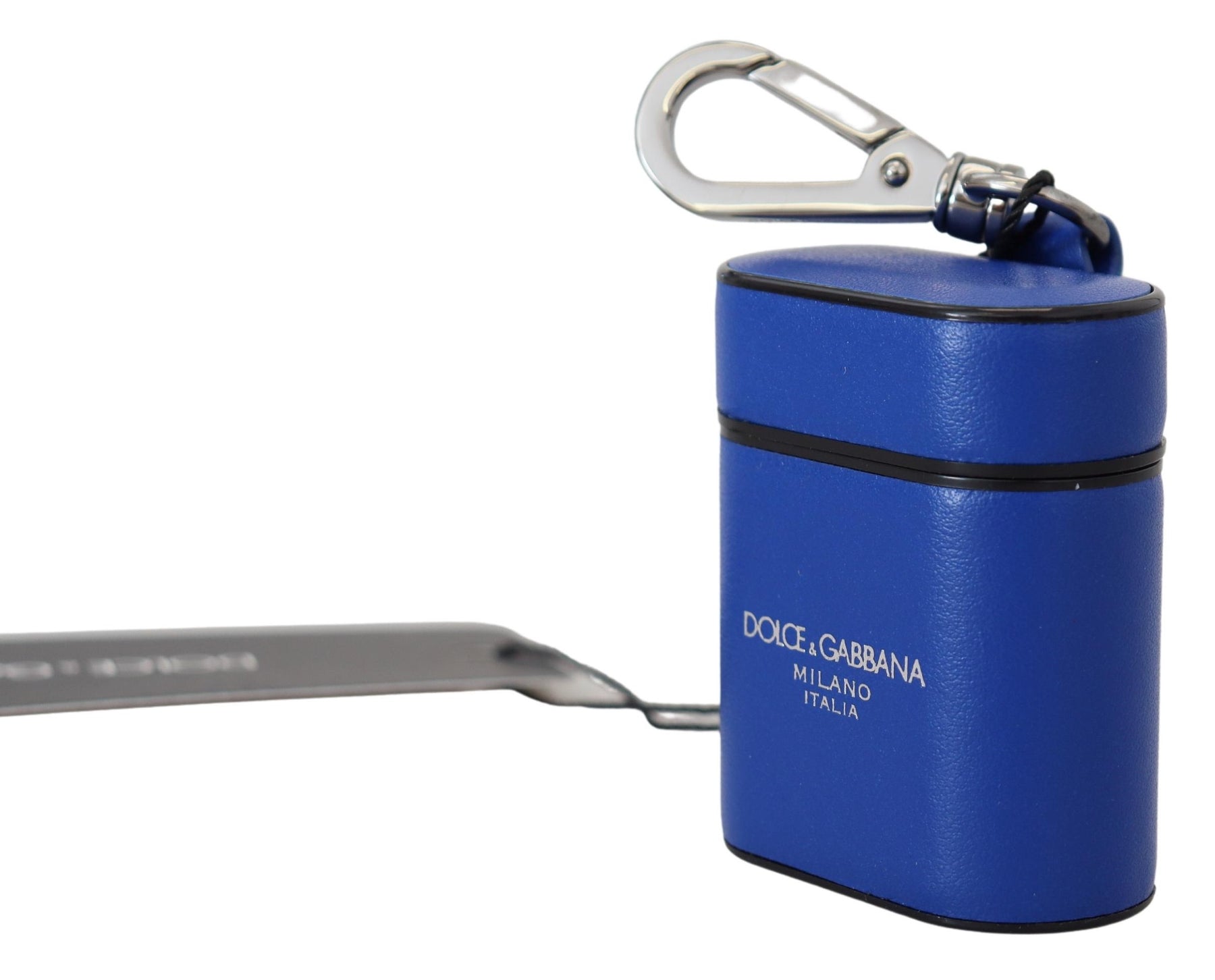 Dolce & Gabbana Blue Leather Silver Metal Logo Airpods Case | Regal Royce