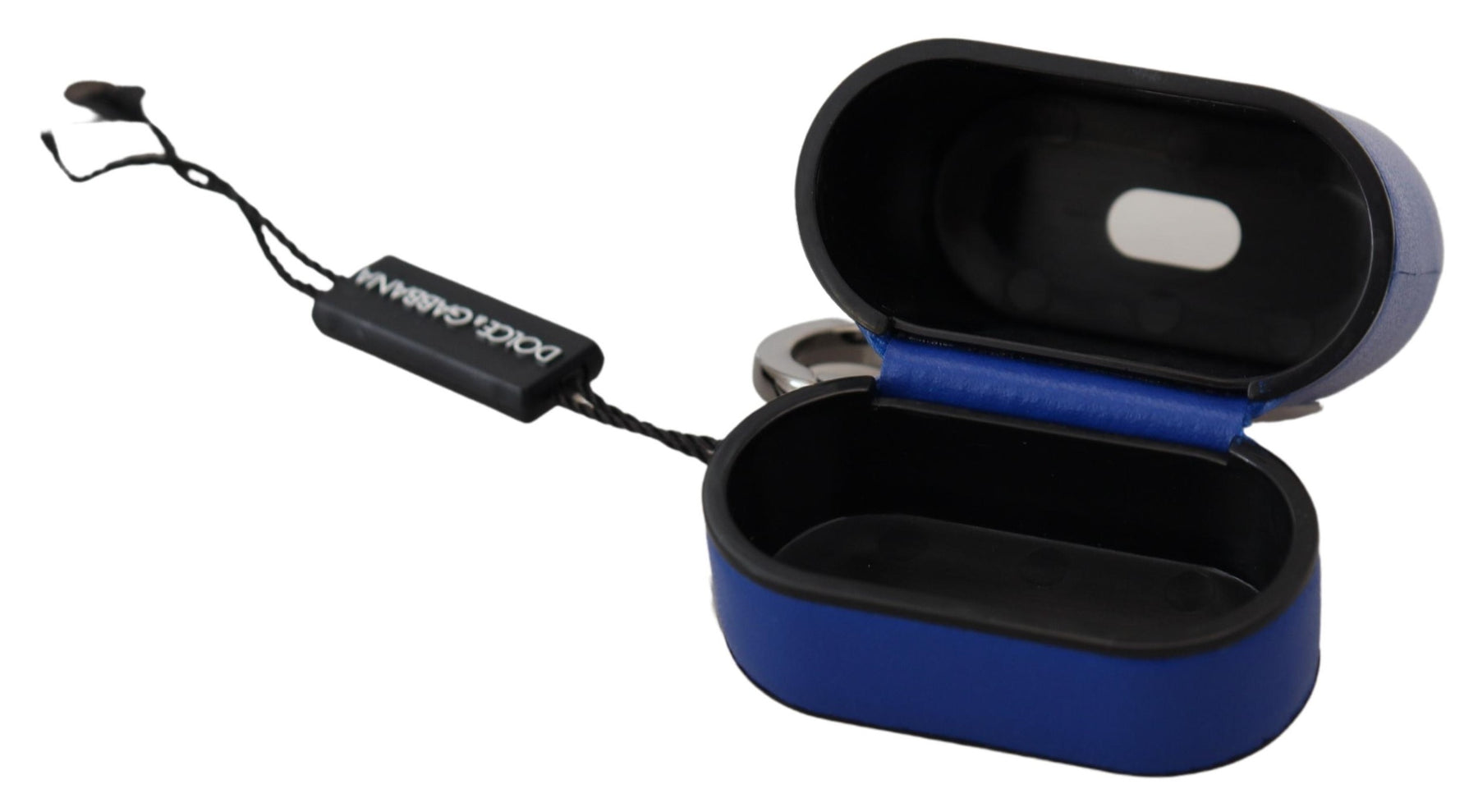 Dolce & Gabbana Blue Leather Silver Metal Logo Airpods Case | Regal Royce