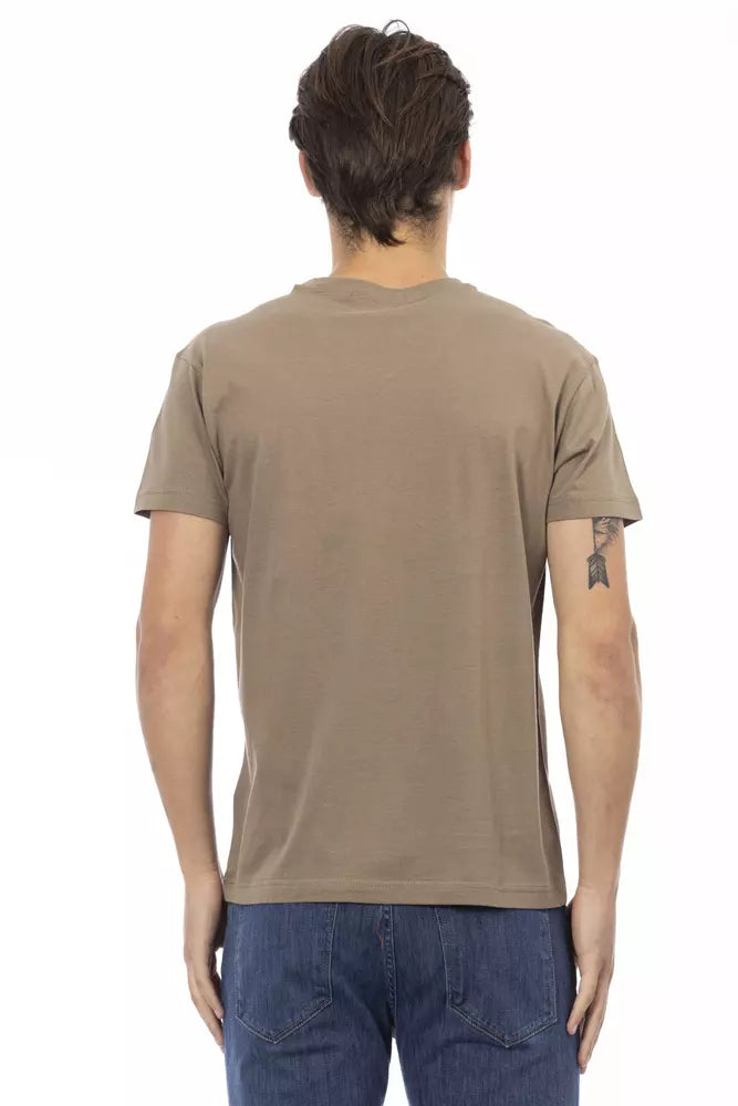 Trussardi Action Brown Cotton Men's V-Neck T-Shirt | Regal Royce