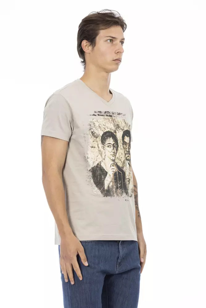 Trussardi Action Beige Cotton Men T-Shirt | Regal Royce