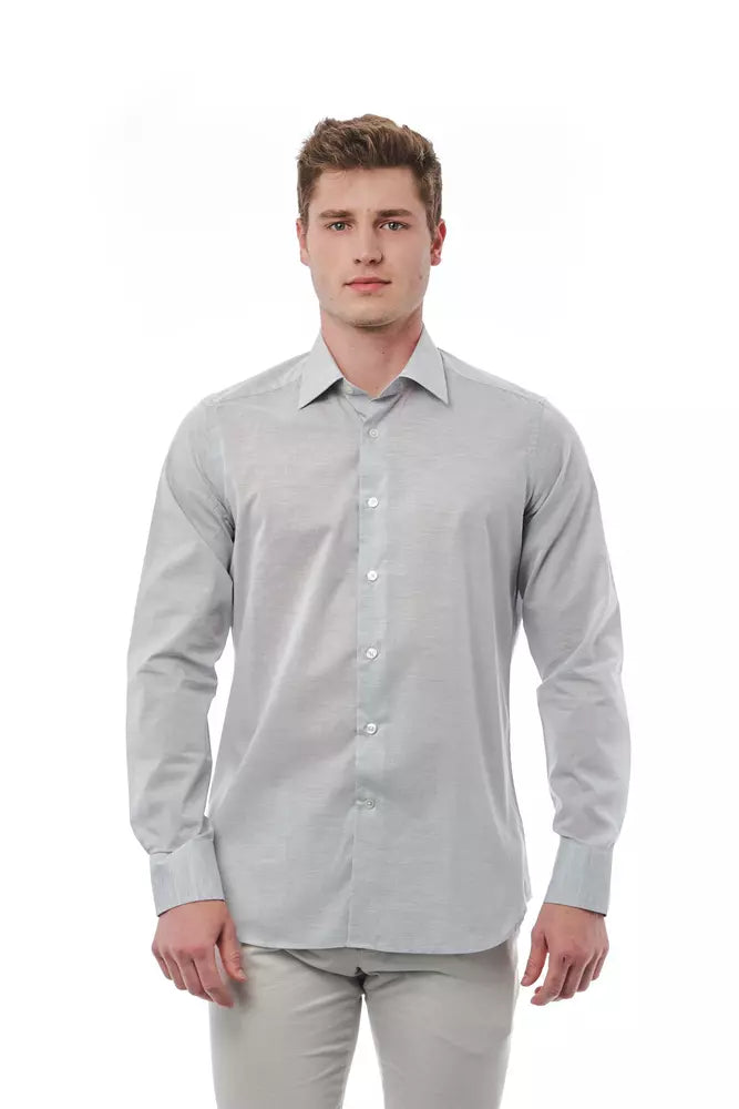 Bagutta Gray Cotton Men Shirt | Regal Royce