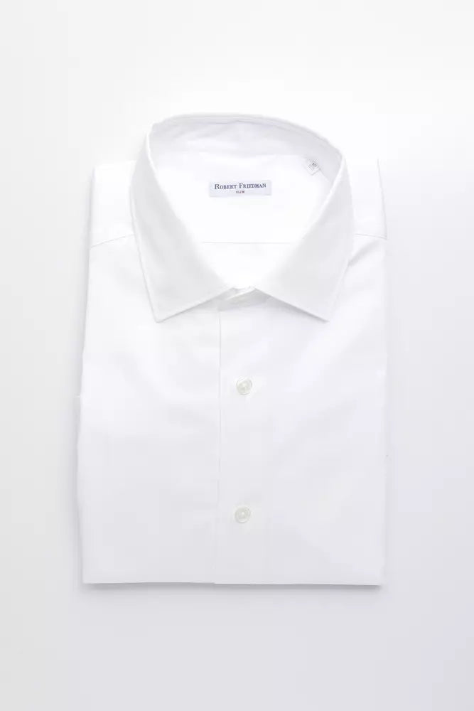 Robert Friedman White Cotton Men Shirt | Regal Royce