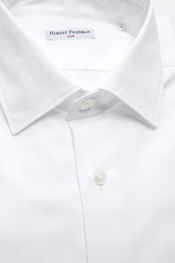 Robert Friedman White Cotton Men Shirt | Regal Royce