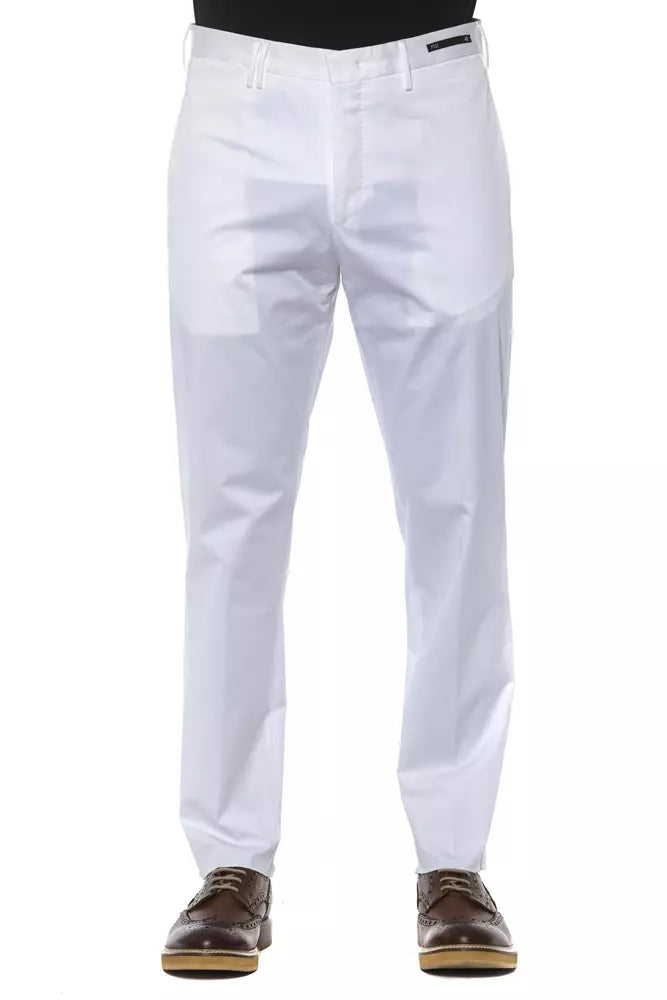 PT Torino White Cotton Men Trouser | Regal Royce