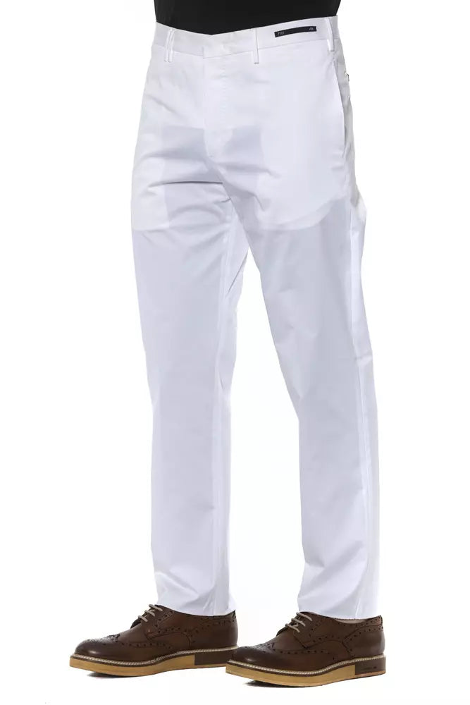 PT Torino White Cotton Men Trouser | Regal Royce