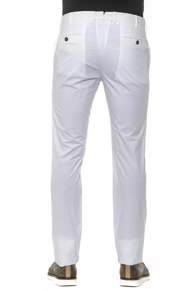 PT Torino White Cotton Men Slim Trouser | Regal Royce