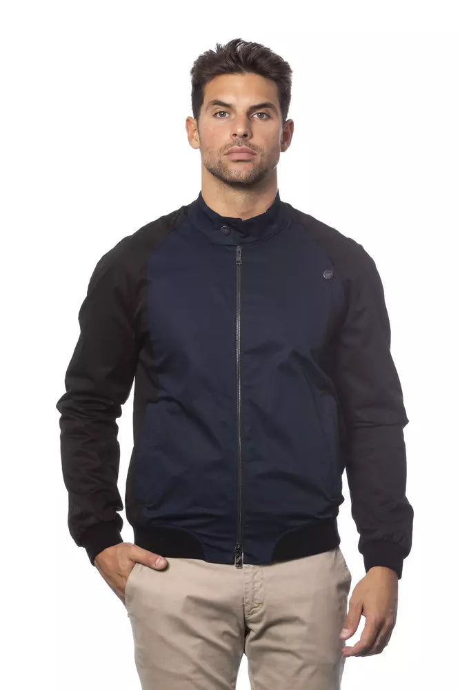 Verri Blue Cotton Men's Bomber Jacket | Regal Royce